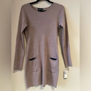ALYX Mini Sweater dress, long sleeve ribbed fabric, faux leather pocket detail